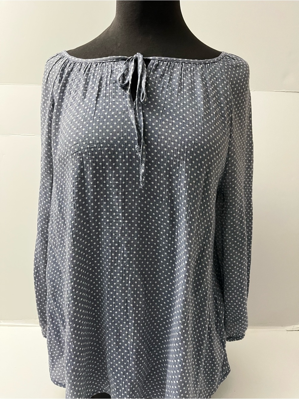 Fred David Light Blue Polka Dot Off-Shoulder Tunic